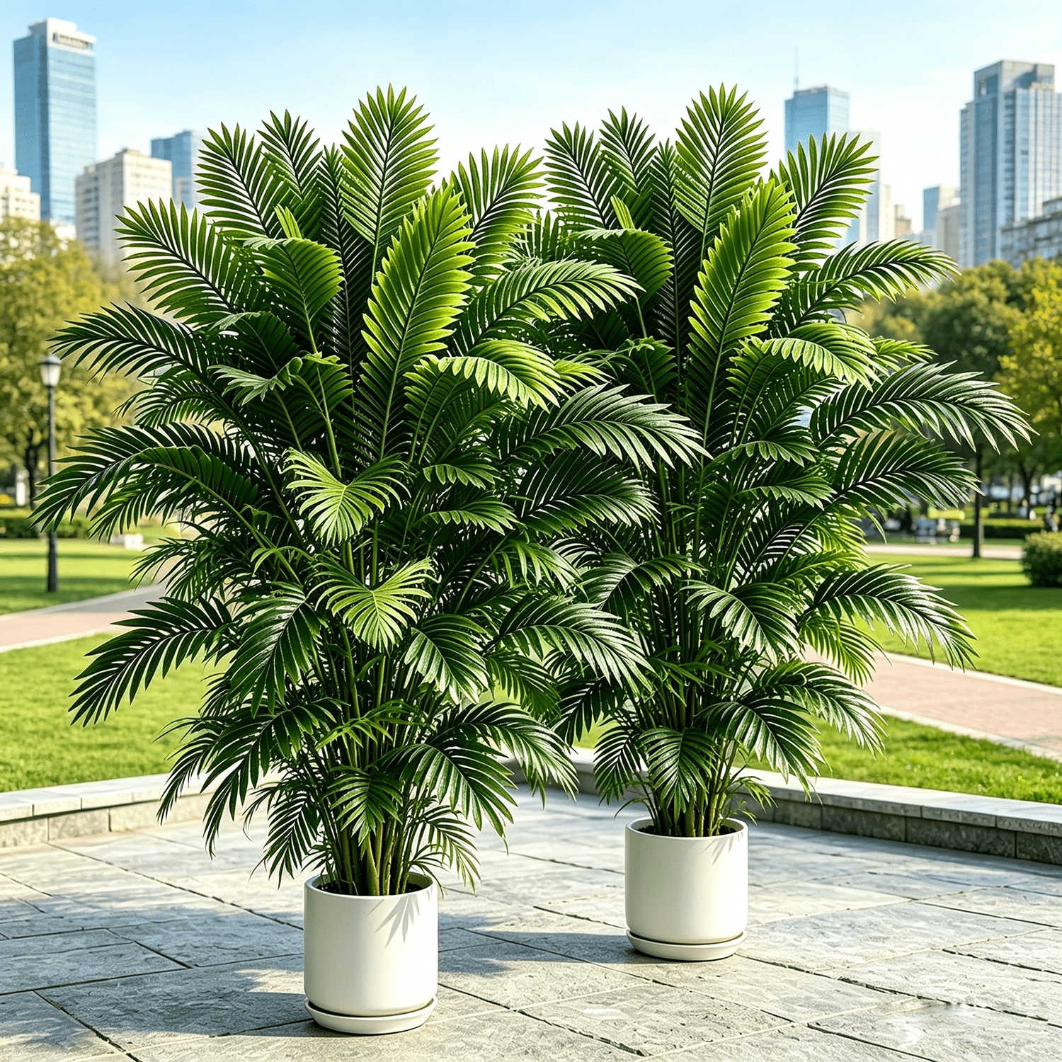2 pieces artificial plant fake palm tree tropical palm leaves artificial palm plant high tree indoor real touch plastic monster leaves for home garden outdoor office decoration