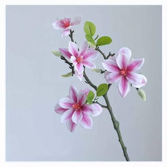 2 pieces of artificial spring flowers, real touch artificial magnolia flower bouquet, artificial steam bouquet for home and wedding floral decoration.
