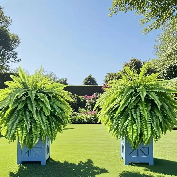 2 pieces of decorative 38 pieces of artificial Boston fern leaves, simulated fern plants, suitable for four seasons decoration, indoor and outdoor garden bouquets porch decoration, decorations