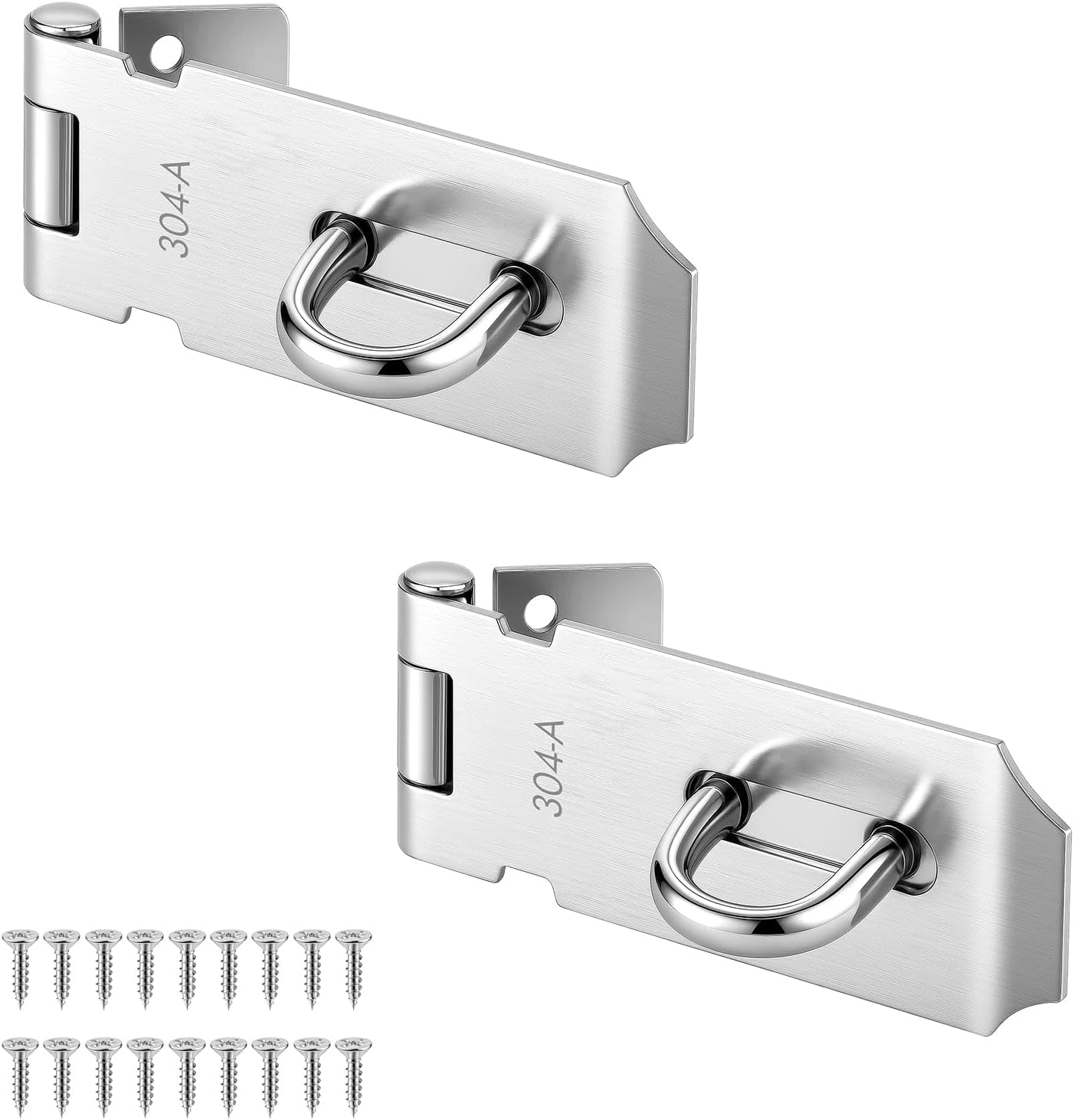 2 pieces of door lock latches, 3-inch stainless steel safety latches, with screws thick hinge lock, matte surface, suitable for doors, cabinets, wardrobes, sheds (3 inches)