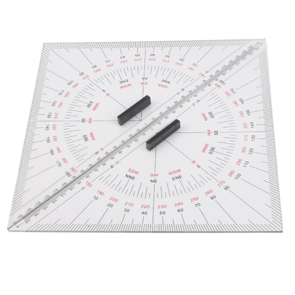 2 pieces marine chart plotting triangle ruler protractor 300 mm for navigation