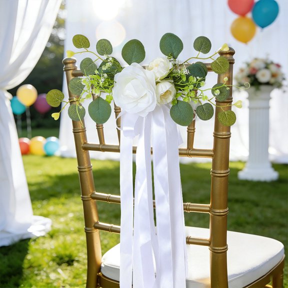 2 pieces of forest-style artificial flower chair back decoration bouquets | outdoor wedding arrangement photography props