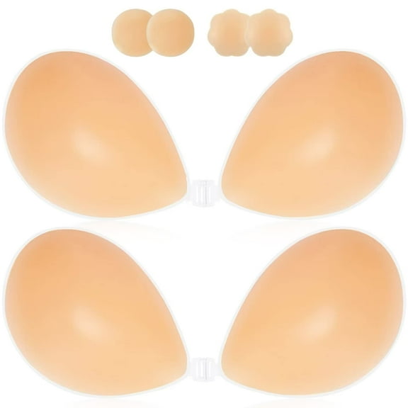 2 pieces of strapless silicone invisible bra 3 pieces of silicone breast patch washable and reusable for backless and strapless clothing