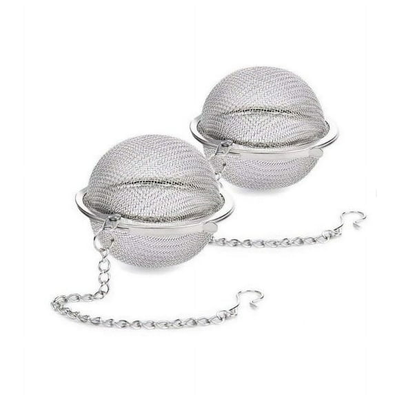 2 pieces of tea ball brewer ultra-fine mesh brewer tea strainer filter gasket diffuser stainless steel extension chain for brewing loose leaf tea