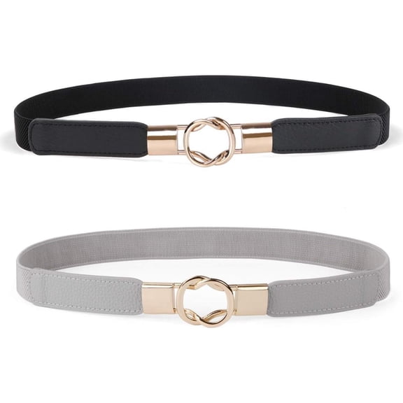 2 pieces of women's elastic tight straps - with metal buckles, fashionable retro dress decorative waistband, suitable for any occasion