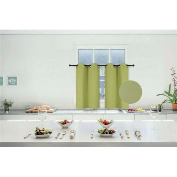 2 pieces sage green K54 thermal panel small curtain kitchen nursery window grommet blackout size 28" wide X 54" length light blocking