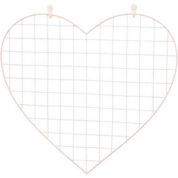 2 pieces of steel wire wall grid panels | Photos and pictures show grid wall panels | Pink heart-shaped metal grid | Wall grid storage box | Grid wire panels | Hanging home and bedroom decoration