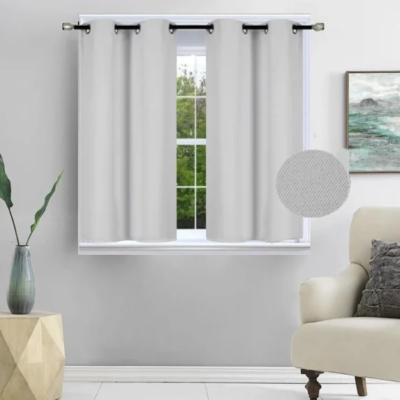 Gorgeous Home Linen Insulate Blackout White Grommet ight Blue Winds 28" WaLight Blockinge28" Wide x 54BlackouEach t 3 Set6" Long 2pc