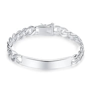 2 punk denim bend brand simple bracelet for men, personalized fashion Cuban chain European and American trendy high-end,Silver
