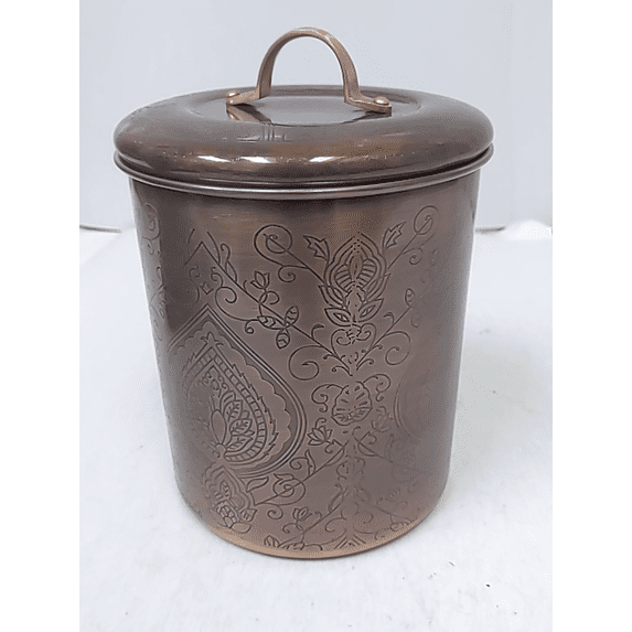 2 qt. Etched Antique Copper Canister