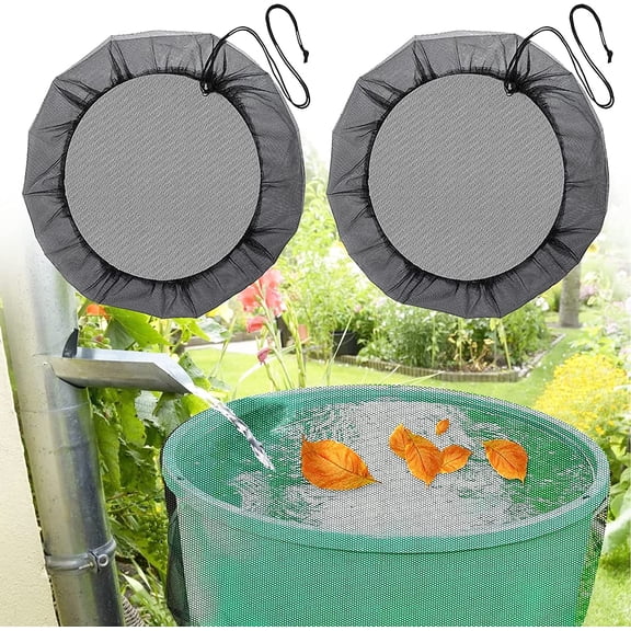 2 rain water tank nets,  60cm rain bucket lid, with drawstring, adjustable protective net, anti leaf and mosquito protection