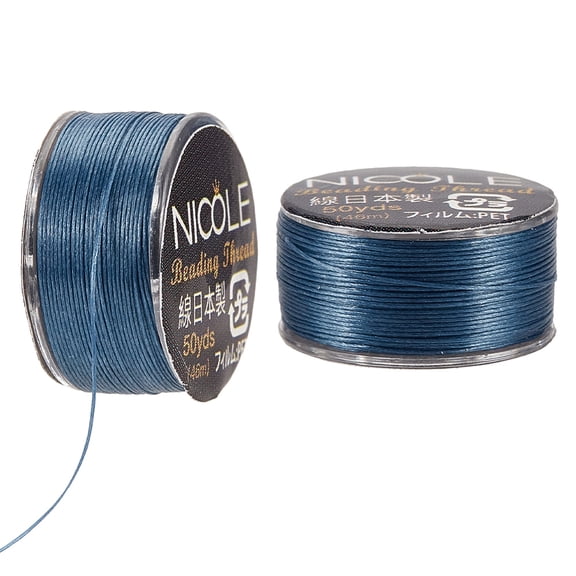 2 roll Nylon Beading Thread Seed Bead Thread Nylon String for Jewelry Beading Bracelets Making Dark Blue 0.1mm about 50.31 Yards(46m)/Roll