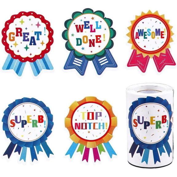 2 roll Round Award Paper Self-Adhesive Stickers for DIY Photo Album Diary Scrapbook Decoration Colorful 68.5x55x0.1mm 100pcs/roll Paper