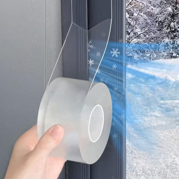2 roll Transparent Window Weather Sealing Tape, 2 Inch x 33 FT, Weather Stripping Residue-Free Clear Window Insulation Tape for Doors Windows and Shower Glass Gaps
