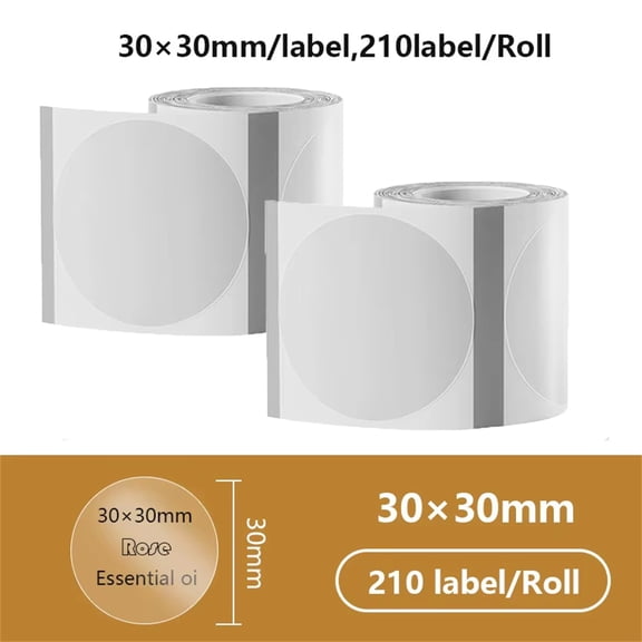 2 rolls of transparent label paper 30x30mm compatible Phomemo M110/M200/M120/M220 E210 P50 DETONG P1 HPRT T20 label machine
