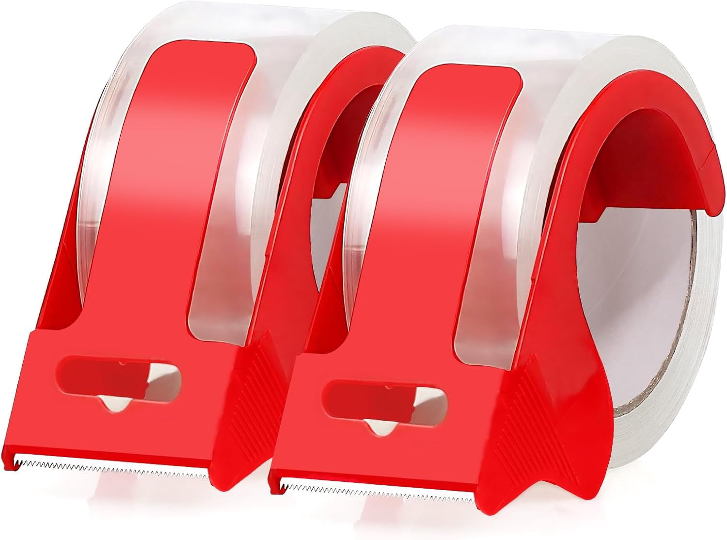 2 rolls of transparent packing tape with 2 refillable dispensers, heavy-duty packing tape 1.88 inches 55 yards, strong adhesive packing tape for moving boxes, mailing, mailing, office and storage