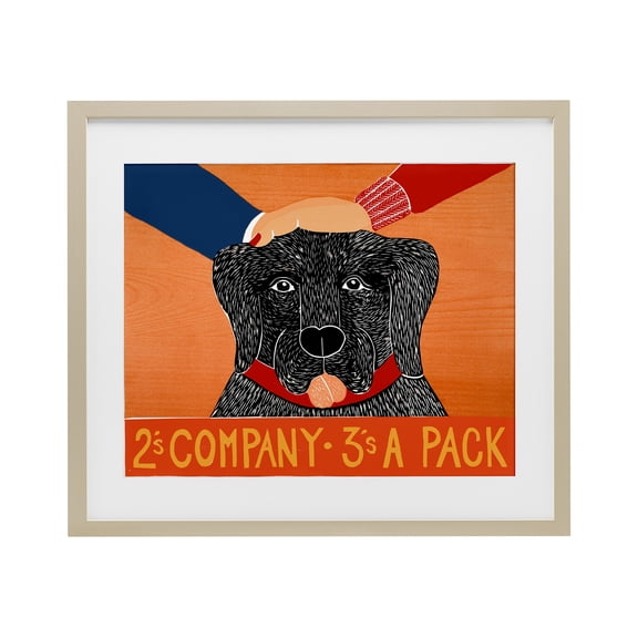2's Company Dog Birch Framed Print Under Glass, design by Stephen Huneck