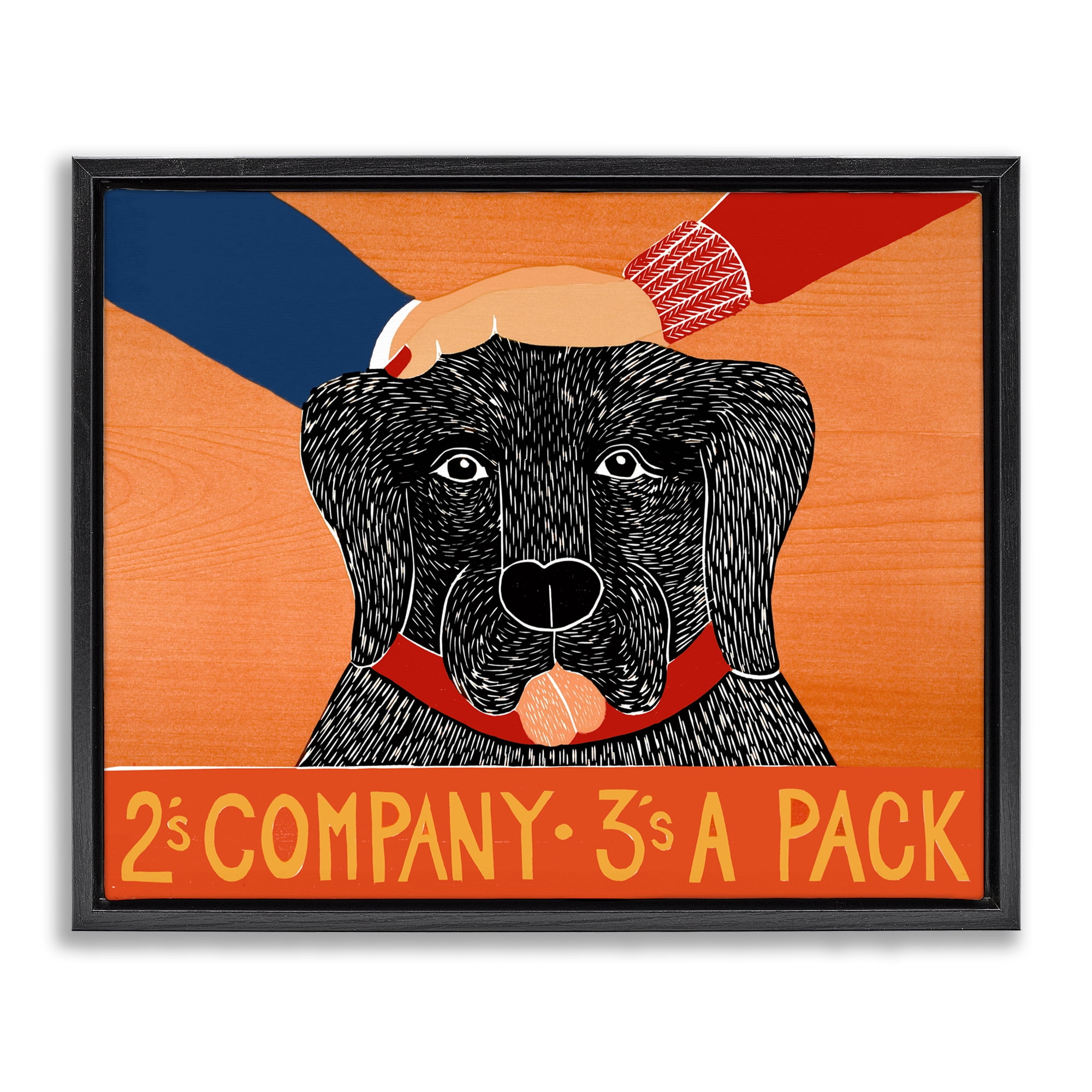 2's Company Dog Black Framed Floater Canvas Wall Art, design by Stephen Huneck