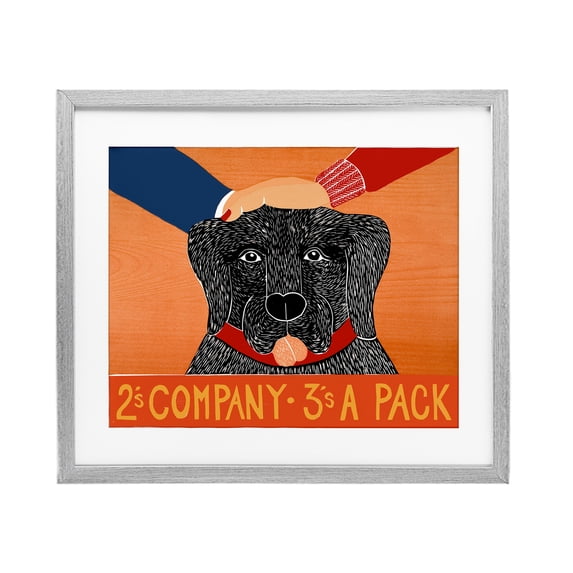 2's Company Dog Gray Framed Print Under Glass, design by Stephen Huneck