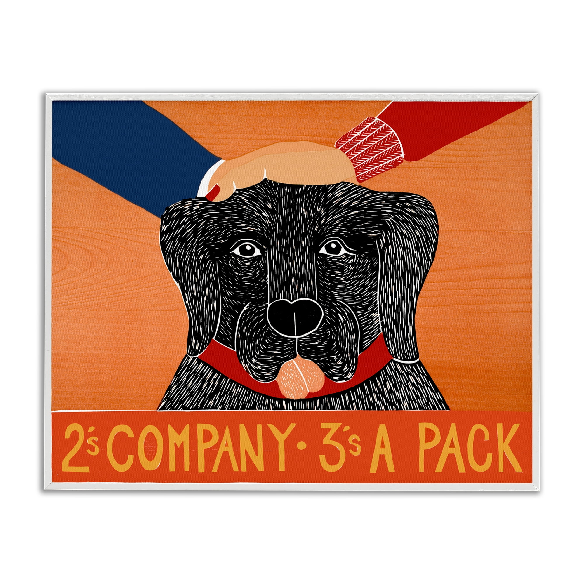 2's Company Dog White Framed Giclee Art, design by Stephen Huneck