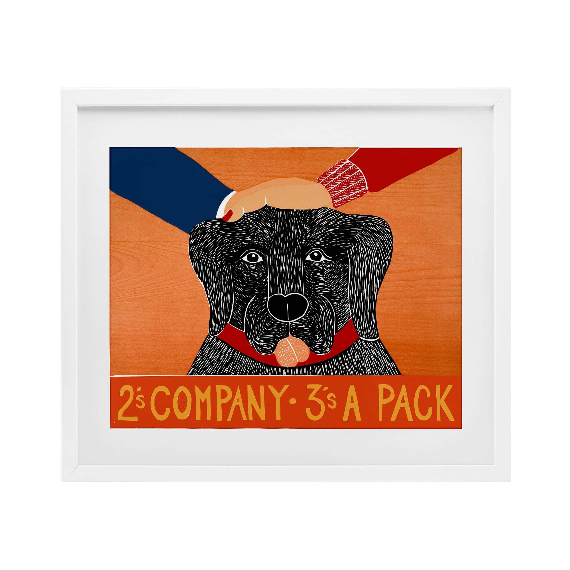 2's Company Dog White Framed Print Under Glass, design by Stephen Huneck