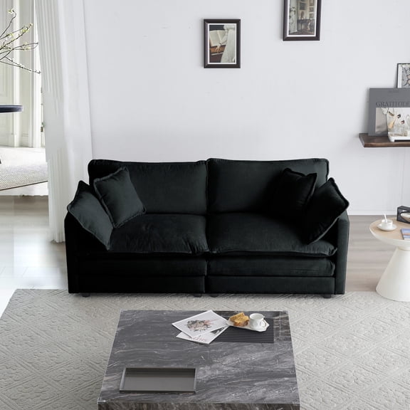 2 - seat Black Sofa - Supportive and Comfortable Cushions - Home Entertainment - Watch TV in Comfort