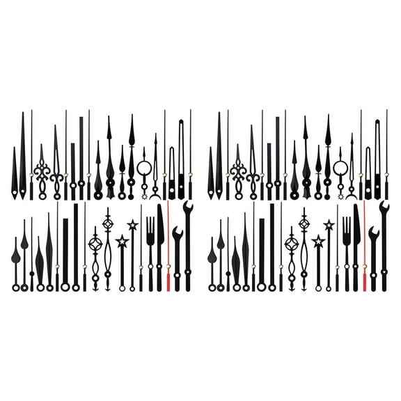 2 set 14 Styles Clock Movement Mechanism,Non-Ticking Clock Hands,DIY Repair Parts Replacement for Clock Repair,76 x pointer,black