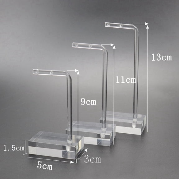 2 set 3pcs L Shaped Acrylic Earring Displays sets Jewelry Display Racks Clear 5x3x9cm 5x3x11cm 5x3x13cm