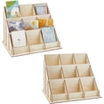thumbnail image 1 of 2 set 4-Tier 9-Slot Wood Postcard Display Riser Stands Blanched Almond Finished Product: 29x19.3x19.3cm, 1 of 7