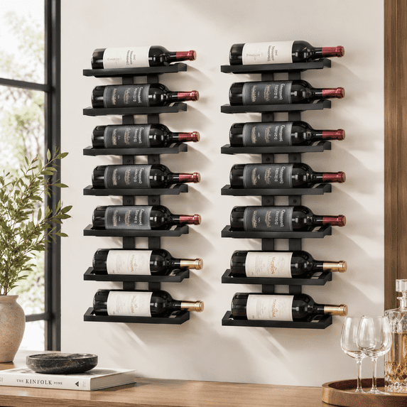 2-set 8 Tier Wall Mount Wine Rack (16 Tiers) Racks For Bottles Display ...