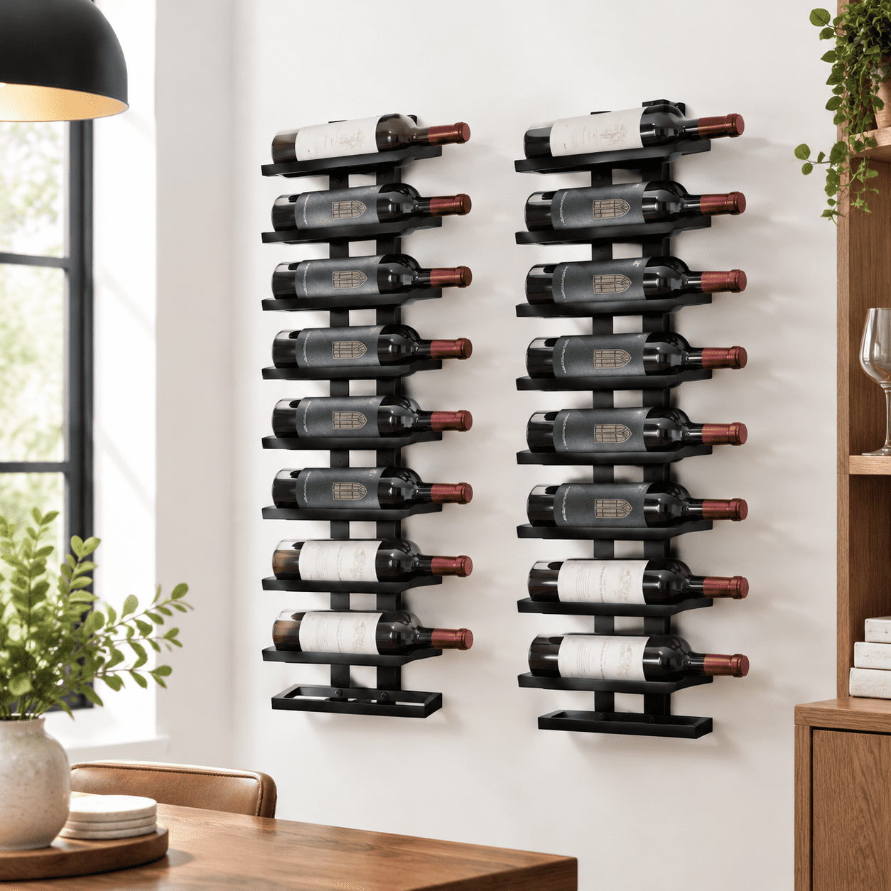 2-set 8 Tier Wall Mount Wine Rack (16 Tiers) Racks For Bottles Display ...