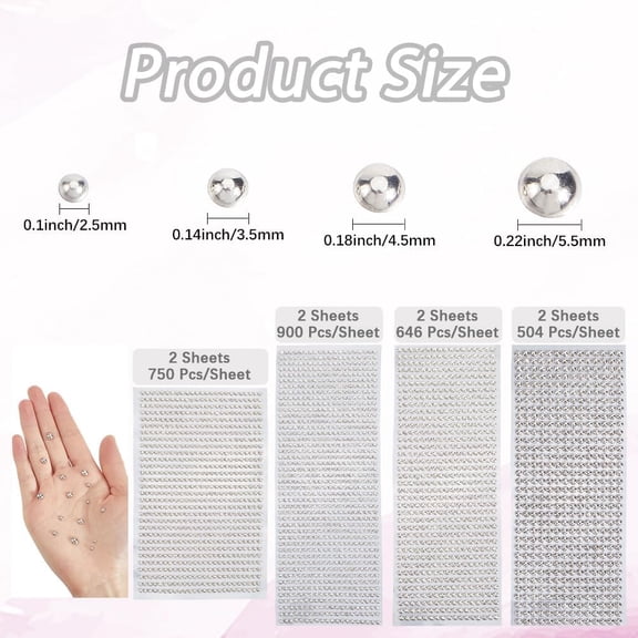 2 set Acrylic Imitation Pearl Stickers Half Round Light Grey 265x95x2.5mm