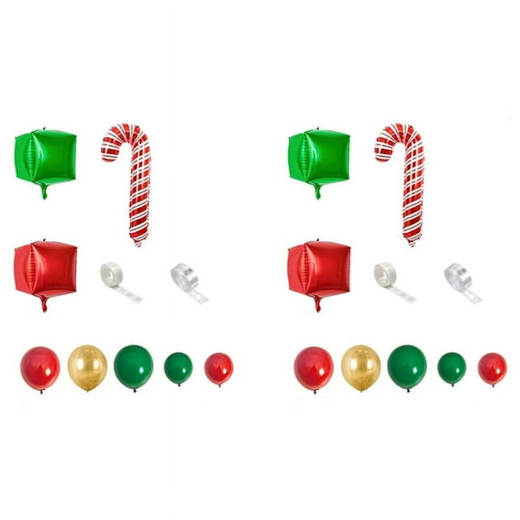 2 set Christmas Balloon Arch Green Gold Red Box Candy Balloons Garland Cone Explosion Star Foil Balloons,as shown