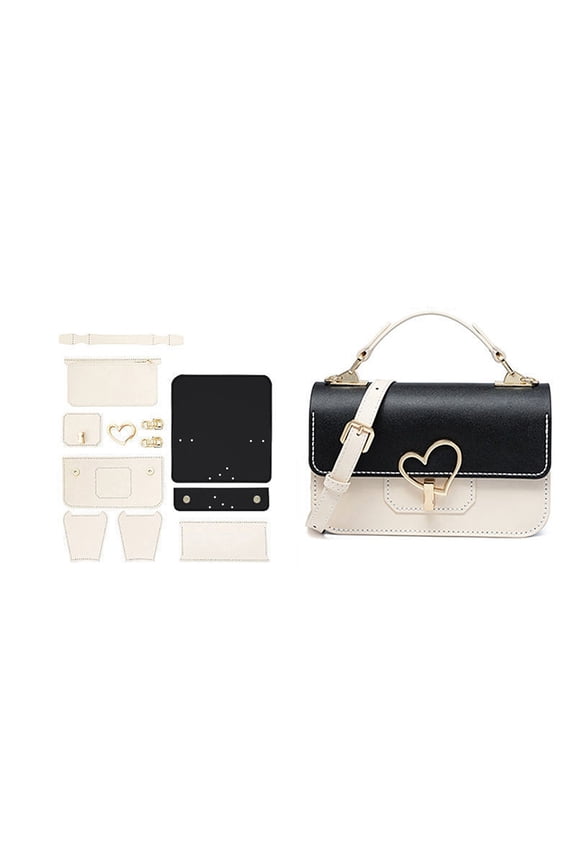2 set DIY PU Leather Crossbody Lady bag Making sets Knitting Crochet Shoulder Bags Kit Valentine's Day Gift for Girlfriend Black 22x14x7.5cm