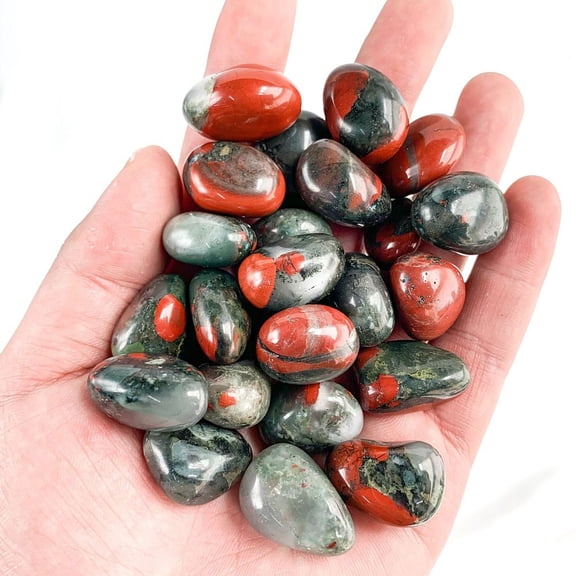 2 set Natural Bloodstone Healing Stones Oval Stones Pocket Palm Stones for Reiki Balancing 15~20mm 50g/set