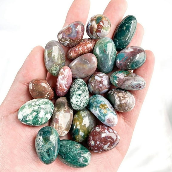 2 set Natural Ocean Agate Healing Stones Oval Stones Pocket Palm Stones for Reiki Balancing 15~20mm 50g/set