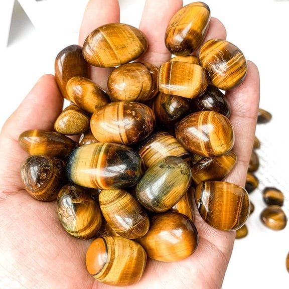 2 set Natural Tiger Eye Healing Stones Oval Stones Pocket Palm Stones for Reiki Balancing 15~20mm 50g/set