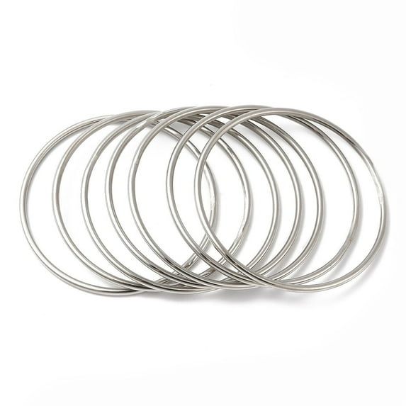 2 set Non-Tarnish 7pcs 304 Stainless Steel Thin Plain Bangle sets Stainless Steel color Inner Diameter: 2-7/8 inch(7.2cm)