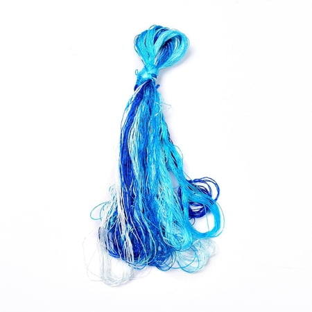 2 set Real Silk Embroidery Threads Friendship Bracelets String 8 colors Gradient color Dodger Blue 1mm 20m/bundle 8 bundles/set