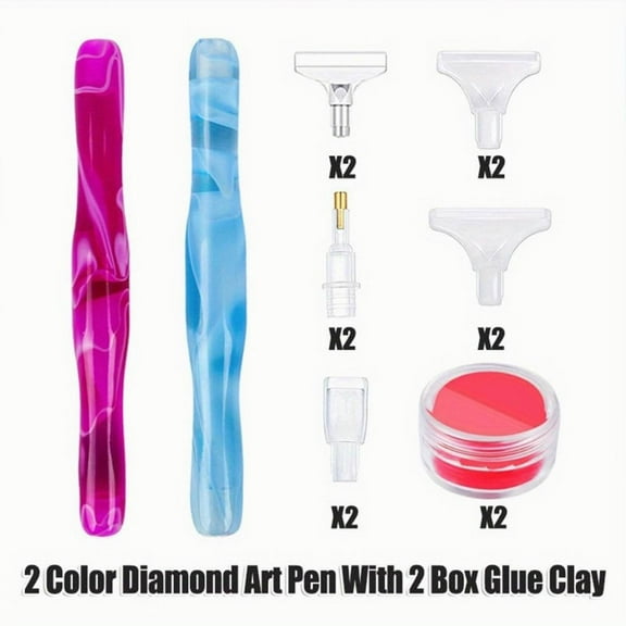 2 set Resin Diamond Painting Pen Kit 5D Diamond Art Pens With 2 Glue Clay color 1