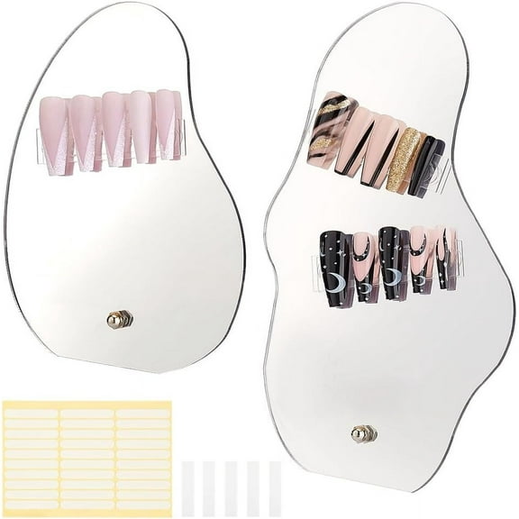 2 sets 2 style Acrylic Mirror Nail Art Display Board for False Nail Tips Sample Display WhiteSmoke Finished Product: 72~73x109~118x148~198mm 1 set/style Acrylic