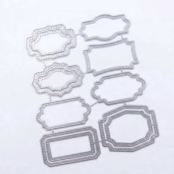2 sets of 3D background frame metal die-cut molds for scrapbooking, new DIY photo album card decoration paper craftsmanship metal die-cut party wedding decorations (various labels 6.2 x 5.1 inches)
