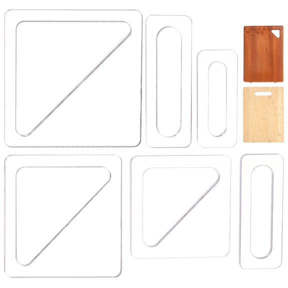 2 sets 6 Size Acrylic Charcuterie Board Handle Template Clear Triangular Cut Tracing Stencils for Woodworkers and Makers