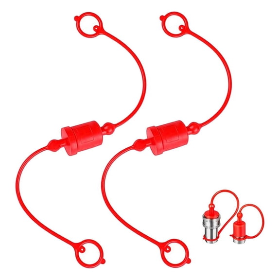 2 sets hydraulic dust caps/plugs-Red