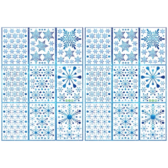 2 sets of multi-color optional static snowflake window glass stickers Christmas window decoration static stickers - blue