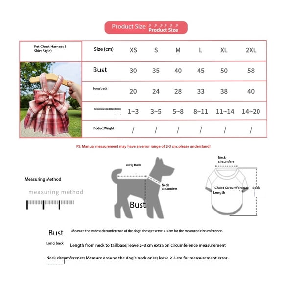 2 sets of skirts, harnesses, leashes for walking dogs and cats, Teddy French Doll special pet JK plaid