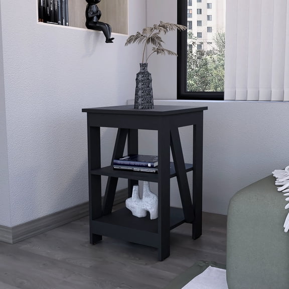 2-shelf Black Table, Essential For Living Room Organization And Style Ideal Storage Decoration
