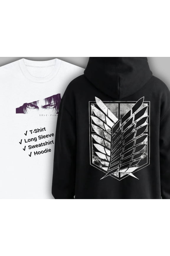 2 side Attack on Titan Levi Eyes Hoodie - Wings of Freedom, Manga Anime Gift