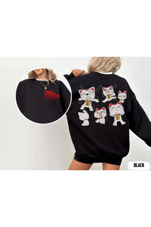 2-side Dandadan Cat Anime Cute Funny Manga Sweatshirt, Turbo Granny Unisex Kawaii Graphic Sweatshirt, Unique Gift for Anime Fans, Anime Lovers Pullover