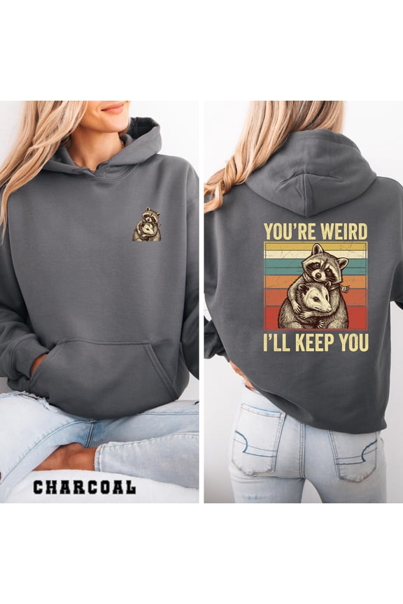 2 side Funny Valentine Gift Raccoon Opossum Hoodie Retro Animal Hoodie Weirdcore Aesthetic Clothing Trash Panda Possum Couple Top